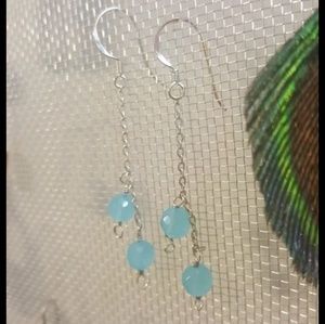 Aquamarine Sterling Silver Minimalist Earrings